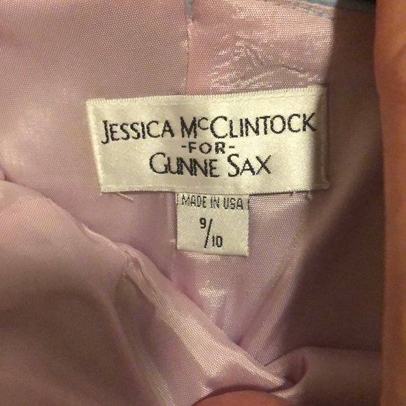 Jessica McClintock satin baby blue/navy 9/10 - Picture 5 of 5